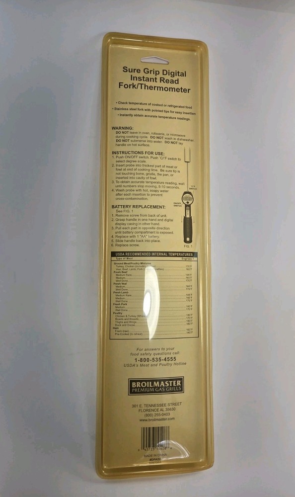 Broilmaster Digital Instant Read Fork/ Thermometer Sure Grip