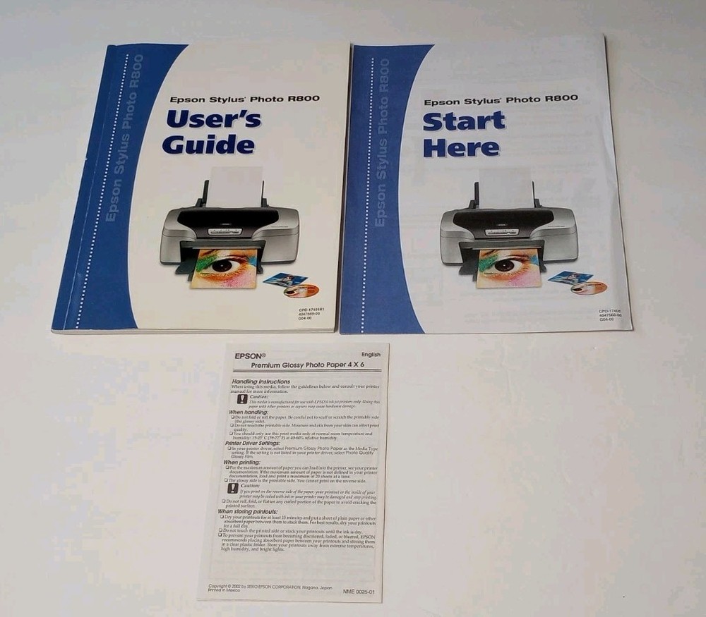 Epson Stylus Photo R800 User's Guide + Start Guide USED