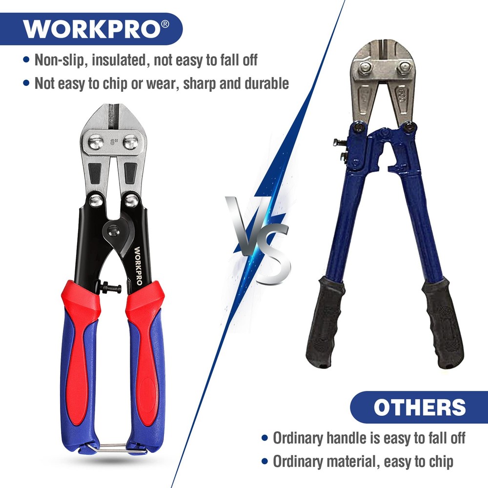 Workpro Mini Bolt Cutter 8-Inch, Spring Loaded Small Heavy Duty Wire C
