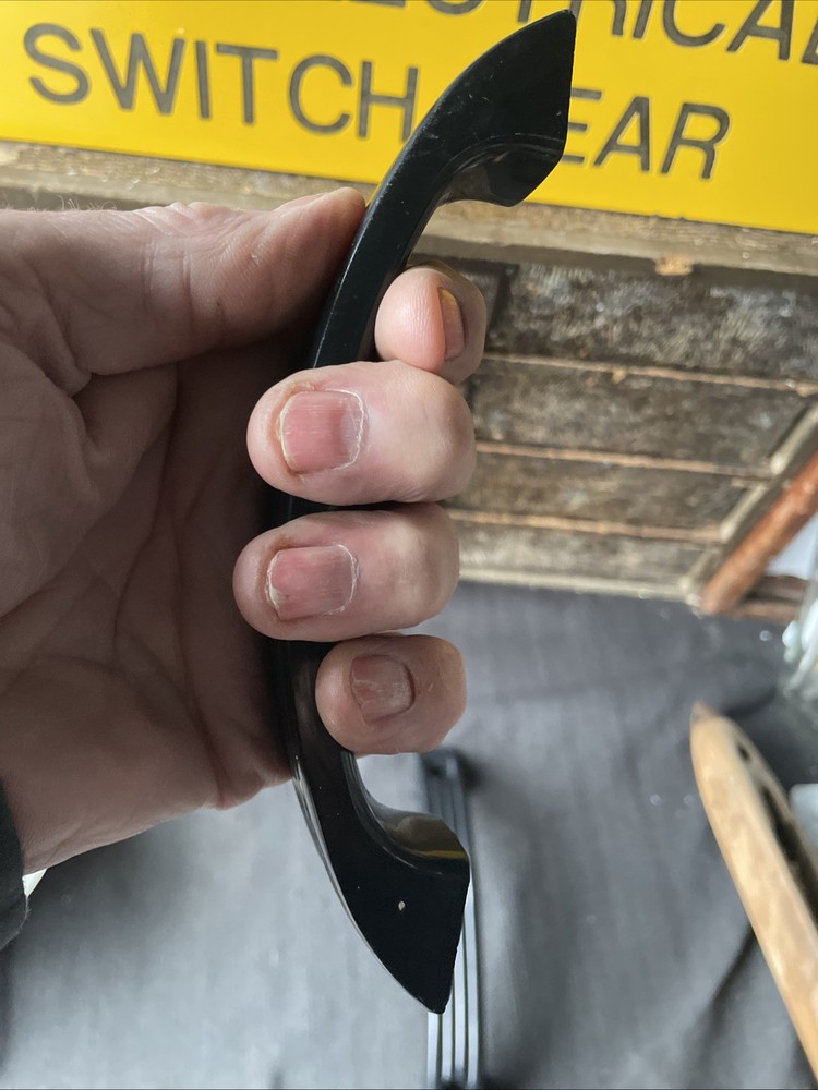 Black Bakelite HEMO Ribbed Curved Pull Push Grab Door Handle