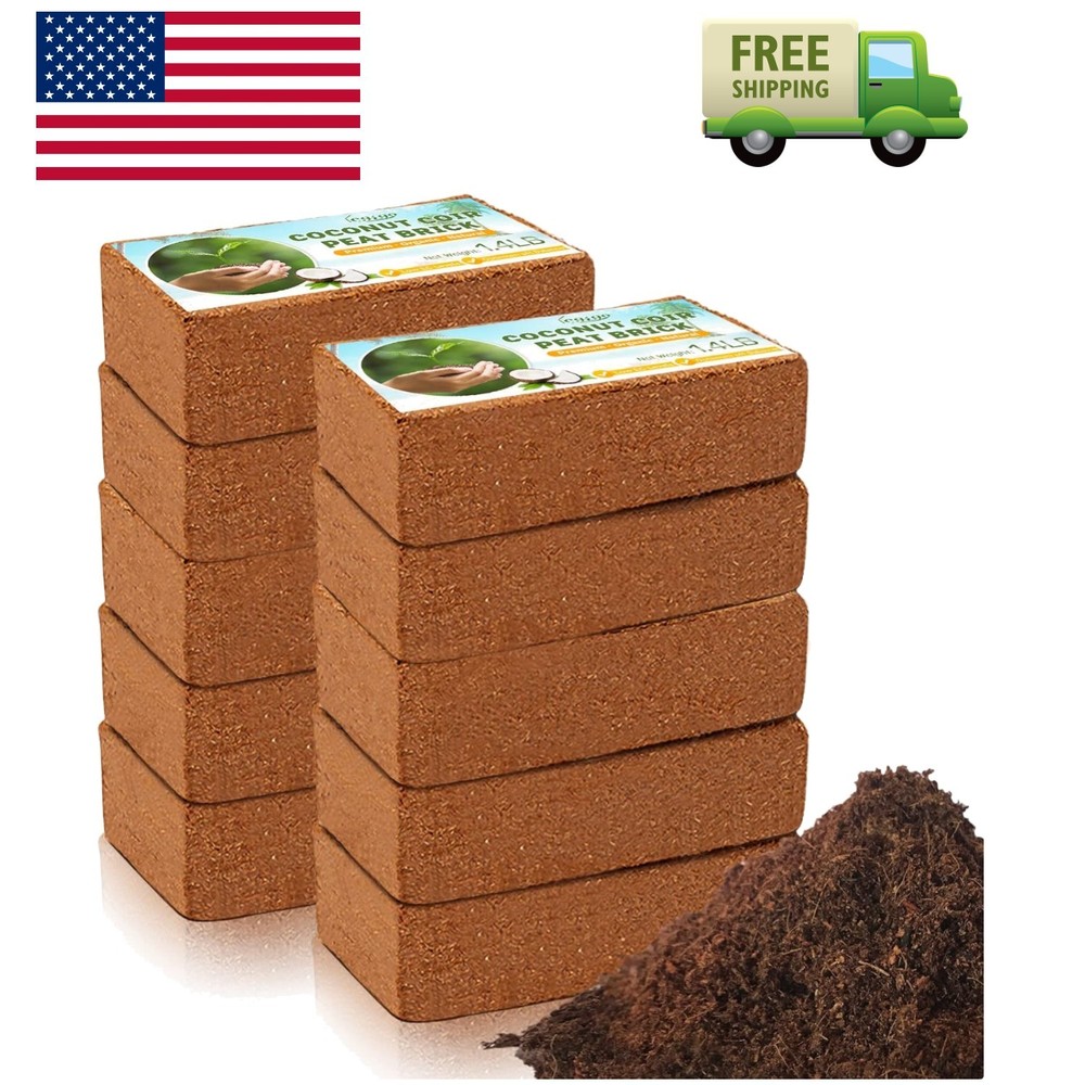 Pack of 10 Organic Coco Coir Bricks- 100% Natural Compressed Coco Peat Brick ...