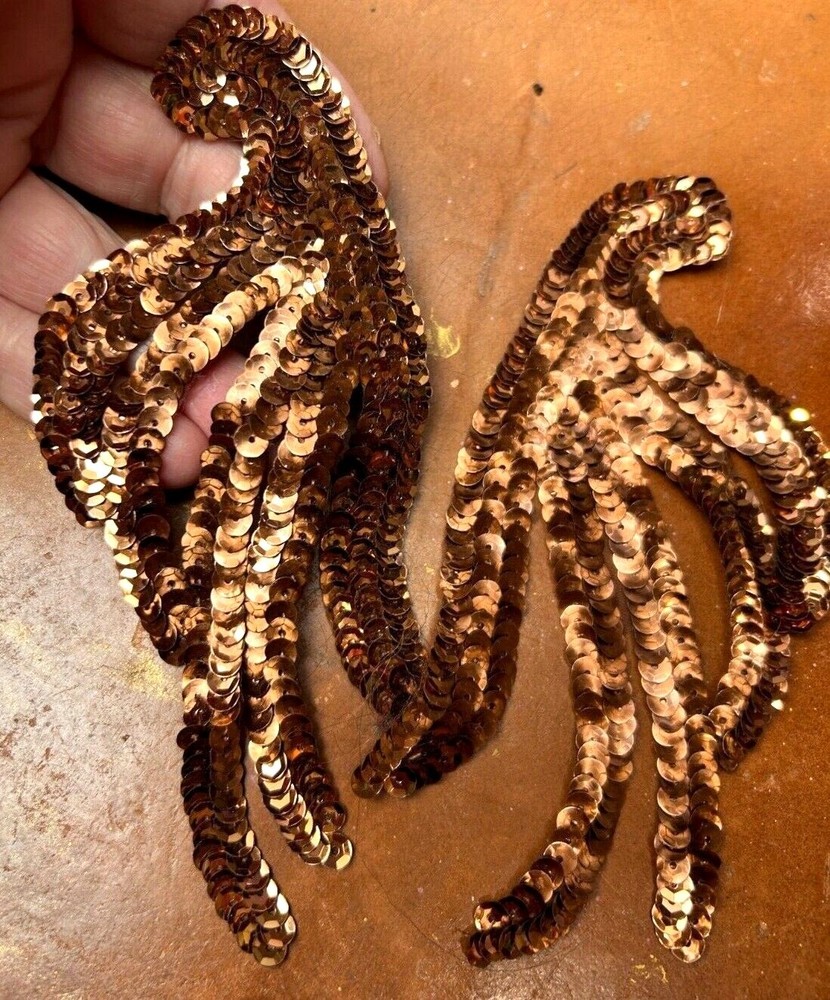 applique 1940s sequins 3x5.5" copper 2pcs