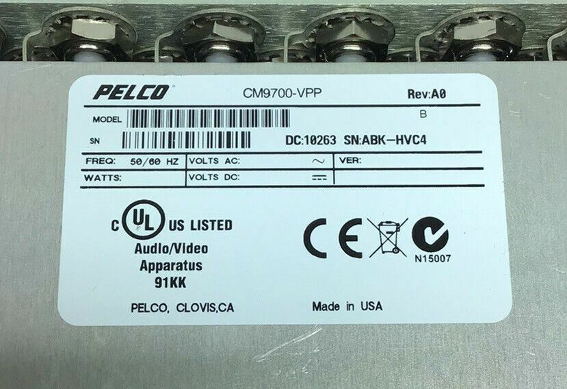 NEW PELCO CM9700-VPP VIDEO PATCH PANEL 32-CH ABK-HVC4