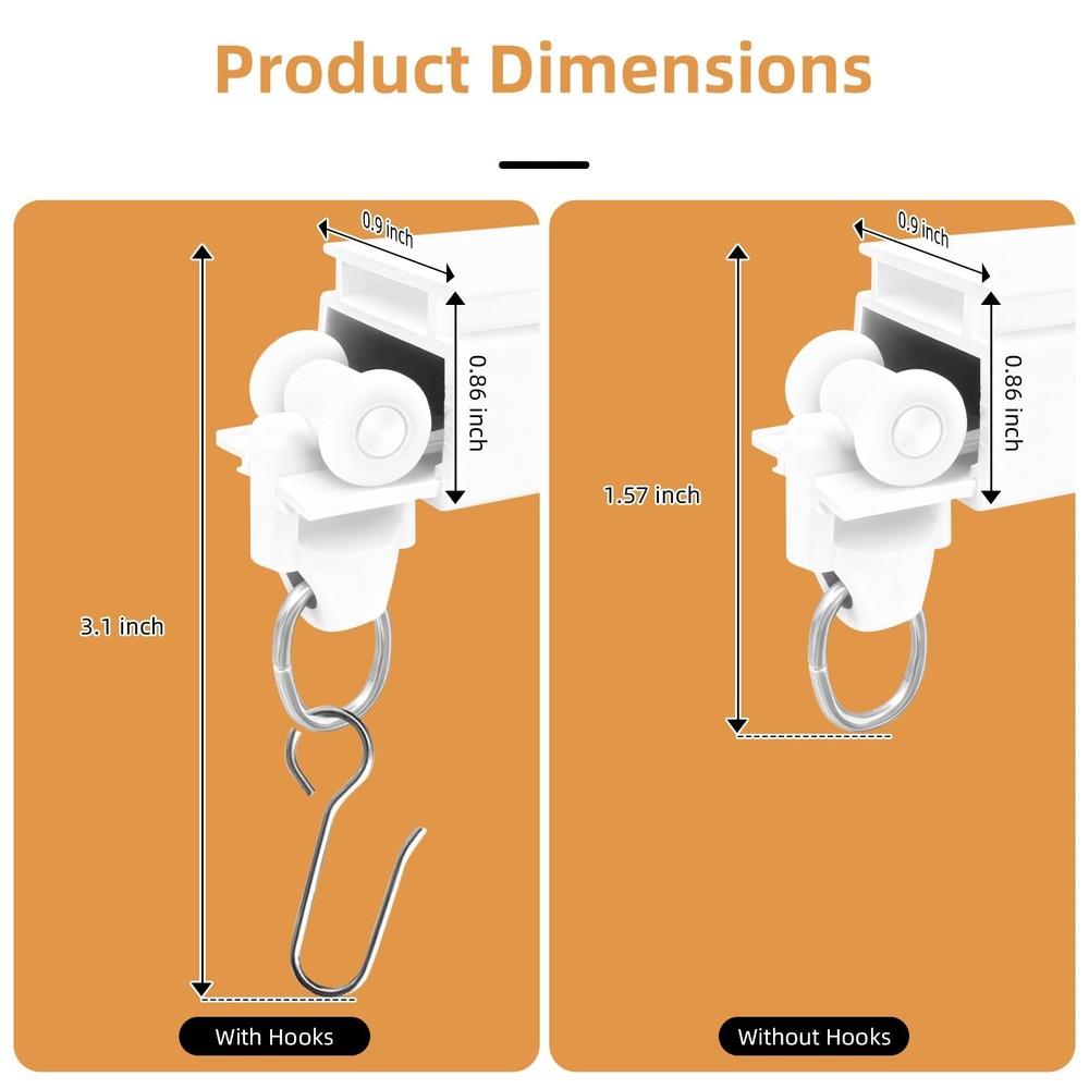 Curtain Tracks Ceiling Wall Mounted White 6.89FT Thickened Hook Room Divider
