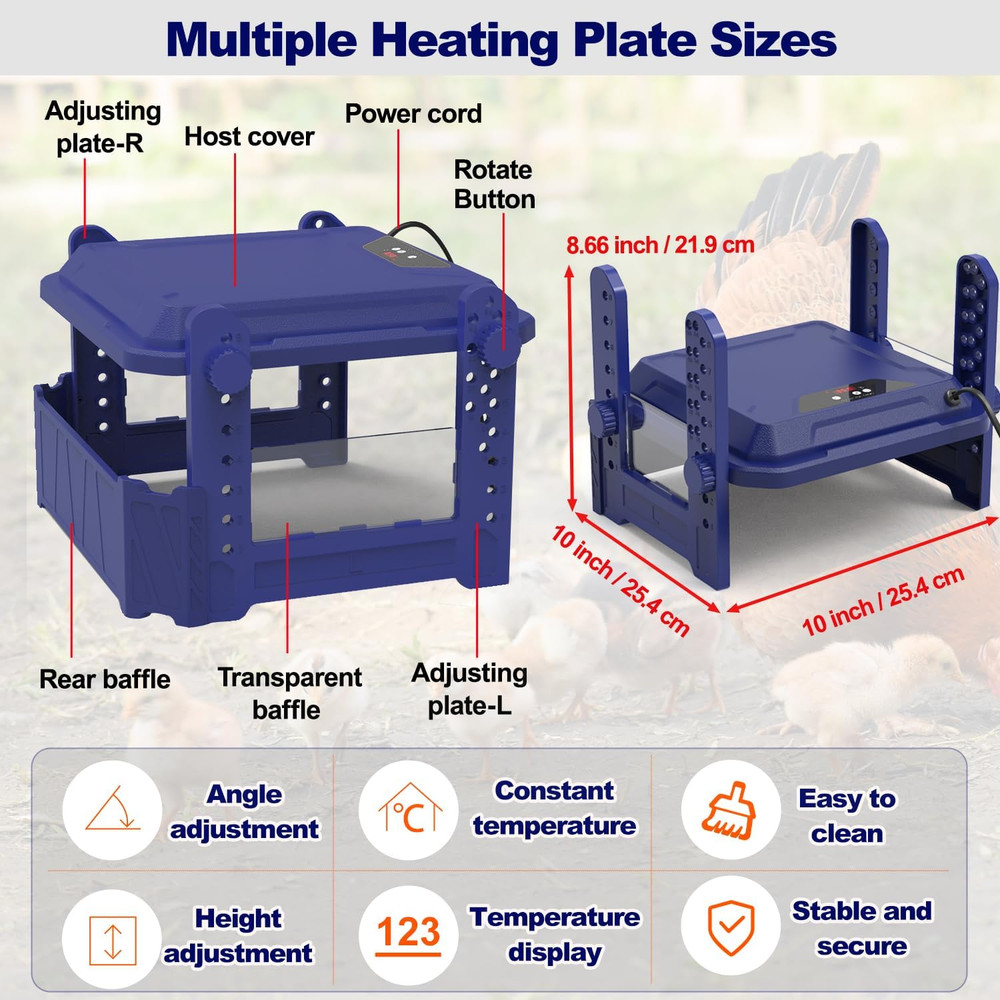 Chick Brooder Heating Plate with Adjustable Temperature, 10"X10" Chicken Brooder