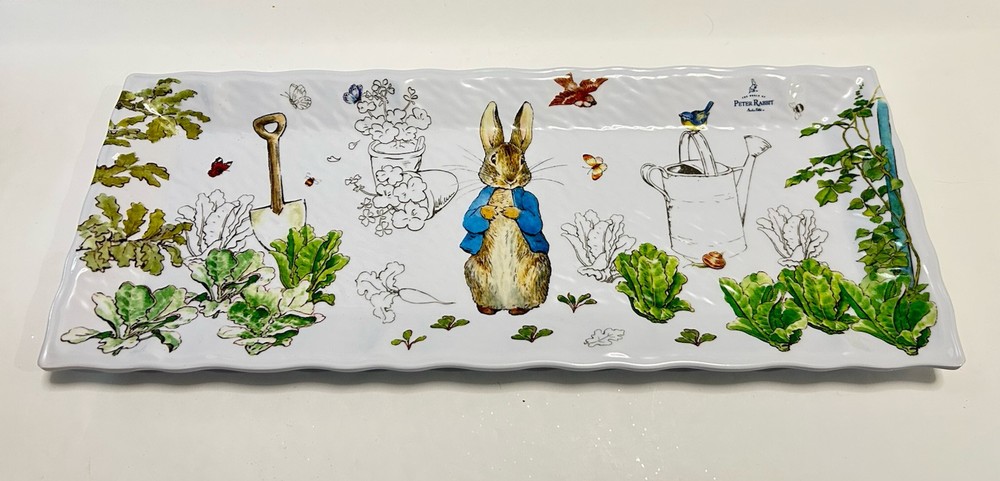 BEATRIX POTTER Melamine Peter Rabbit Spring Large Serving Platter (19" x 8") NEW