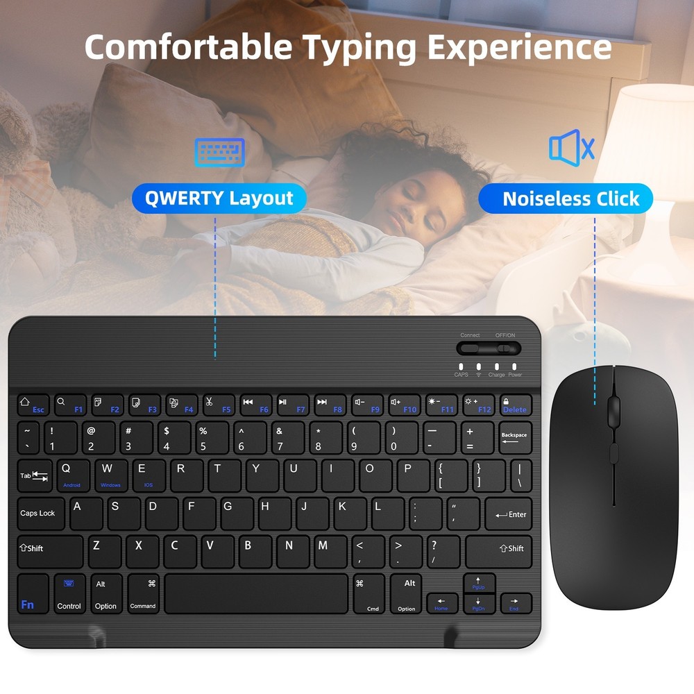 Wireless Bluetooth Keyboard and Mouse Set Rechargeable for iPad Laptop Mac PC