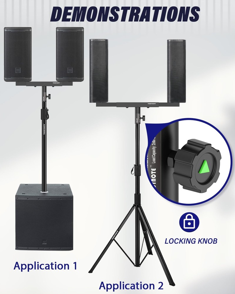 Dual Speaker Mount Bracket Set of 2 - Adjustable Width Forks