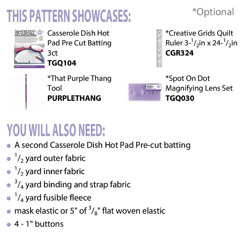 Cut Loose Press, Button Up Casserole Carrier Pattern