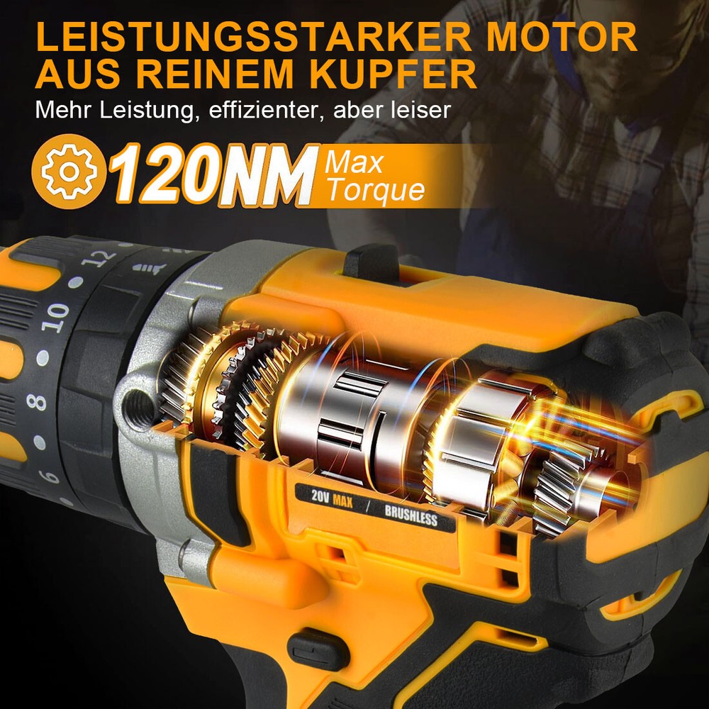 1/2" Cordless Brushless Drill Driver for Dewalt 20V Max Battery TOOL ONLY