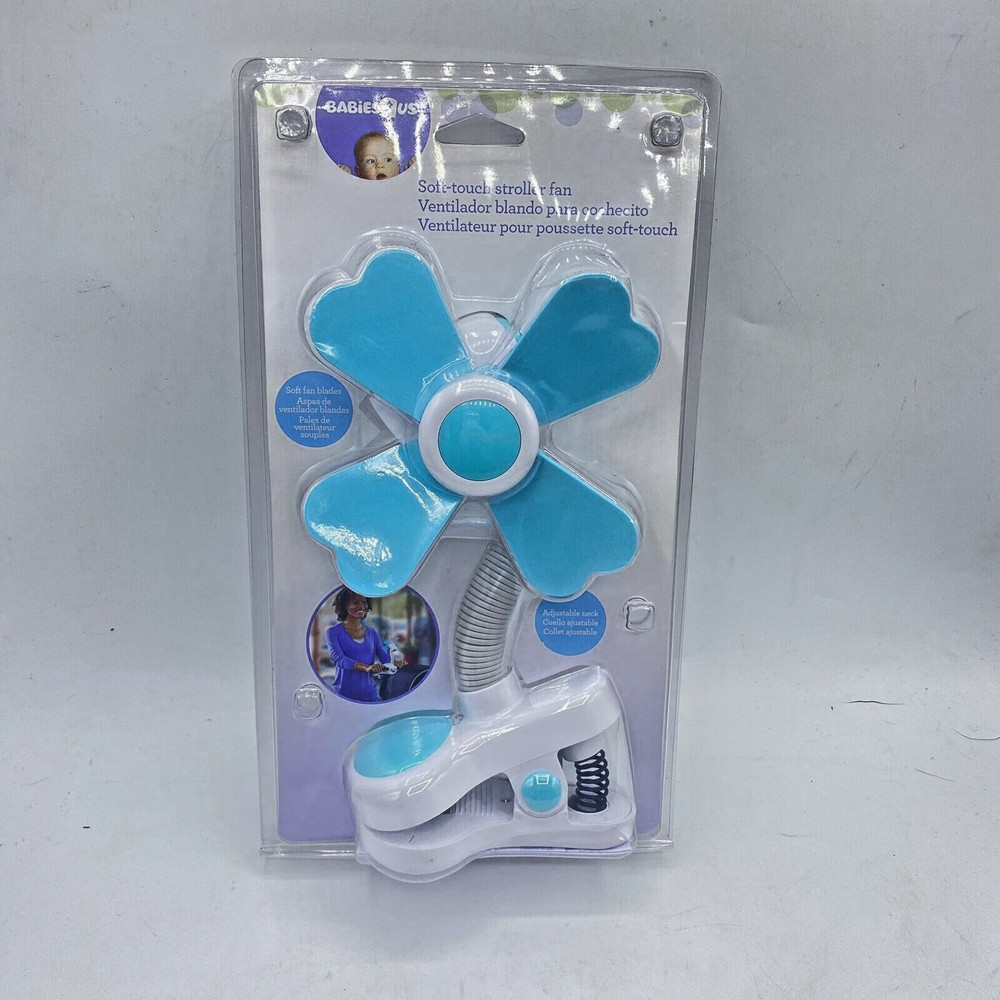 Babies R Us Soft-Touch Stroller Clip Fan Adjustable Neck Blue New In Packaging