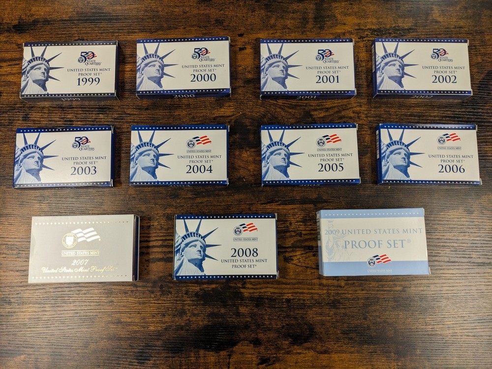1999-2023 US Mint Issued CLAD Proof Sets. 25 Sets.