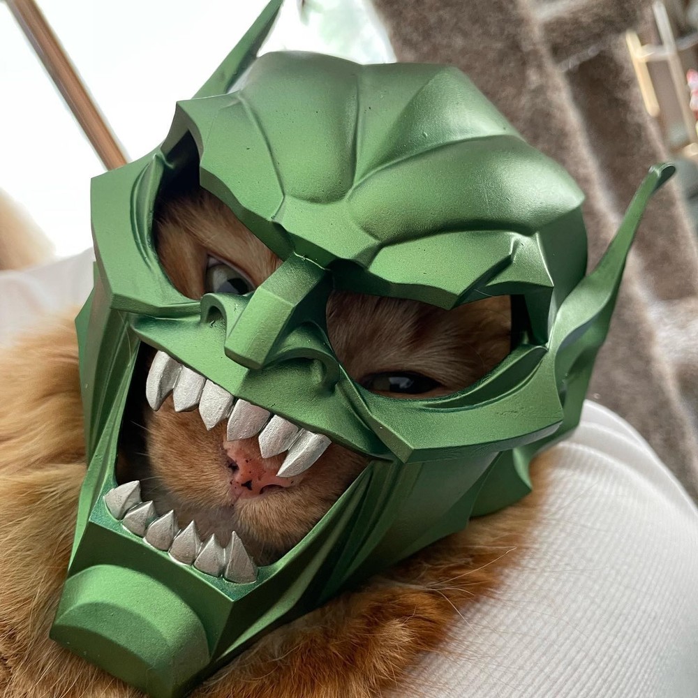 3D-Printed Green Goblin Helmet for Cats
