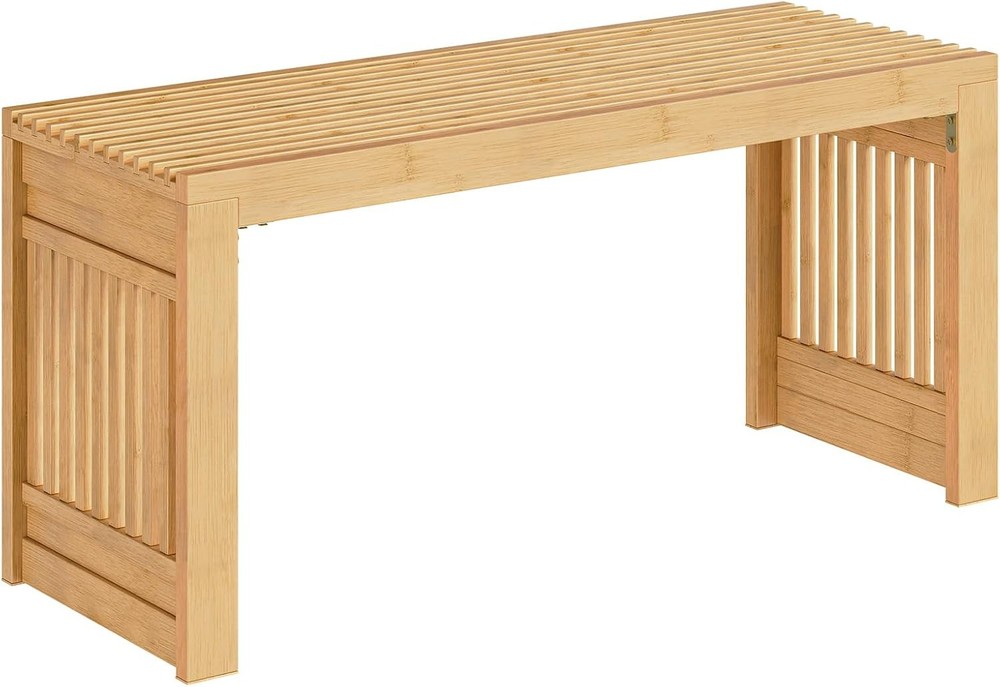 Bamboo Dining Bench 35 inch Farmhouse Kitchen Table Bench Solid Bamboo Dining