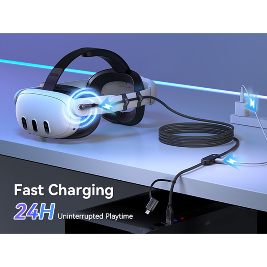 For Pico 4/Quest 3/3S/Pro Link Cable USB to Type-C VR Game Cable Cord Data Line