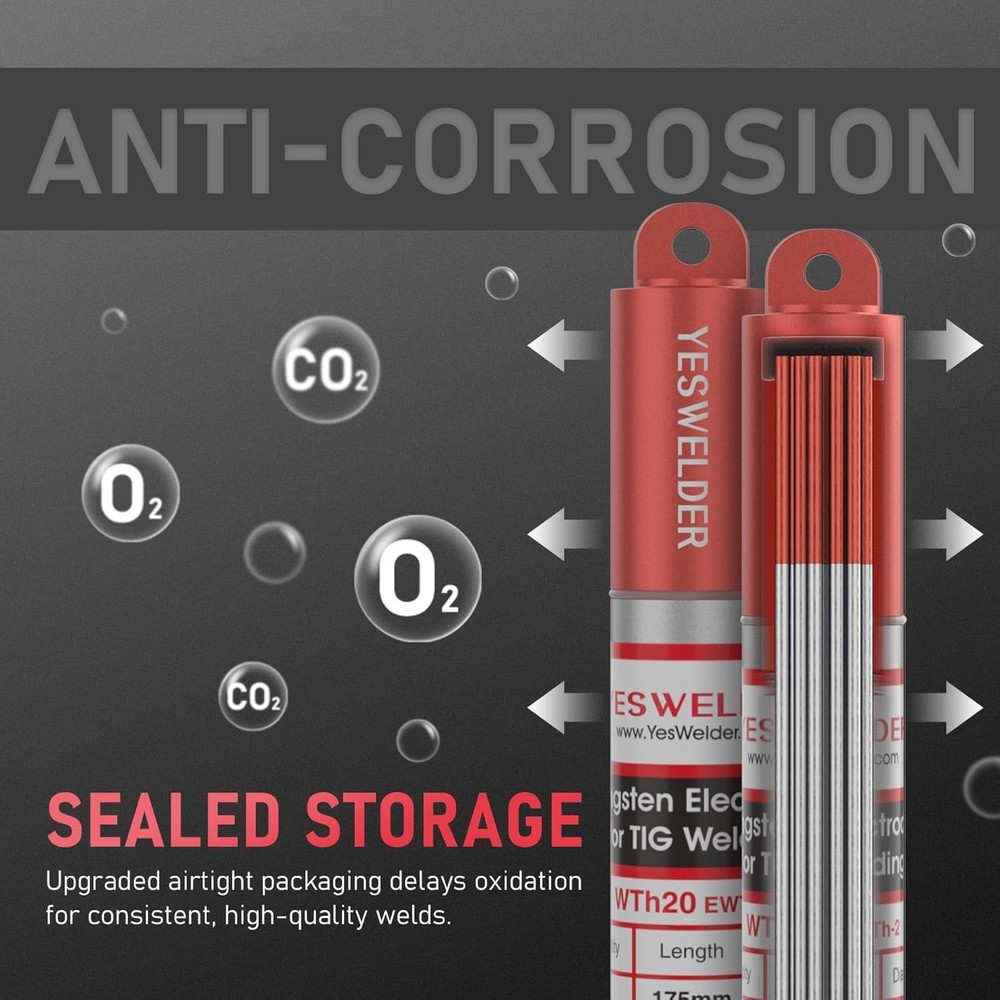 AWS Certified Tungsten Electrode Red Tip 1/16" x 7" - 10 Pack for Precision W...