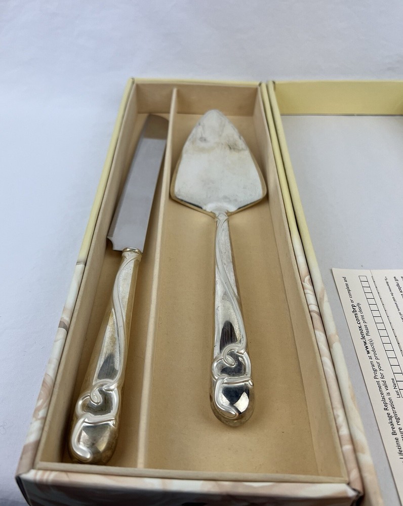 Lenox Forevermore 2-Pc Dessert Set Cake Server Knife Silver Stainless Heavy