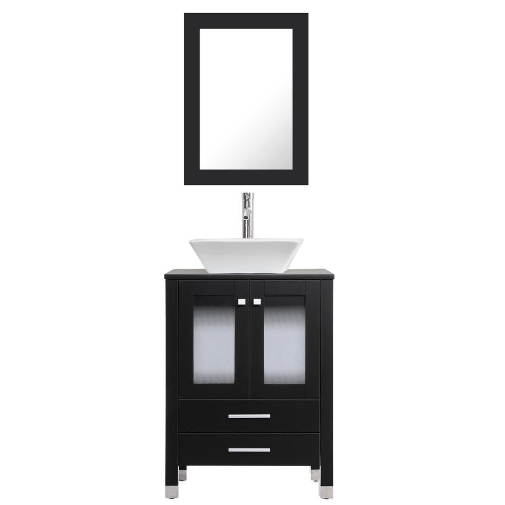24" Bathroom Vanity with Sink Storage Cabinet Combo W/ Solid Wood Leg
