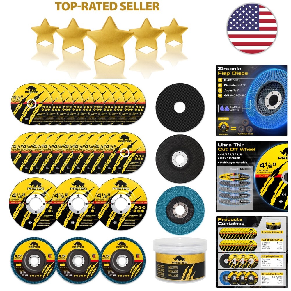 High Performance Grinding Wheels - 3 Pack 4.5" Durable Discs