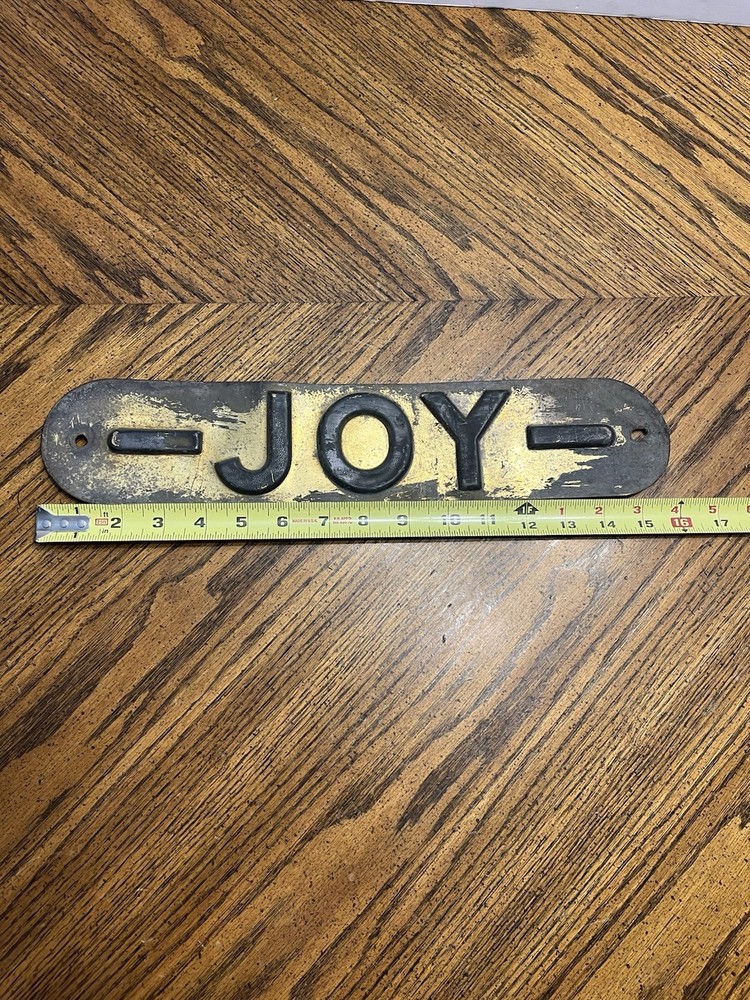 Antique Coal Mining Joy Mining Co Raised Letter Brass Sign
