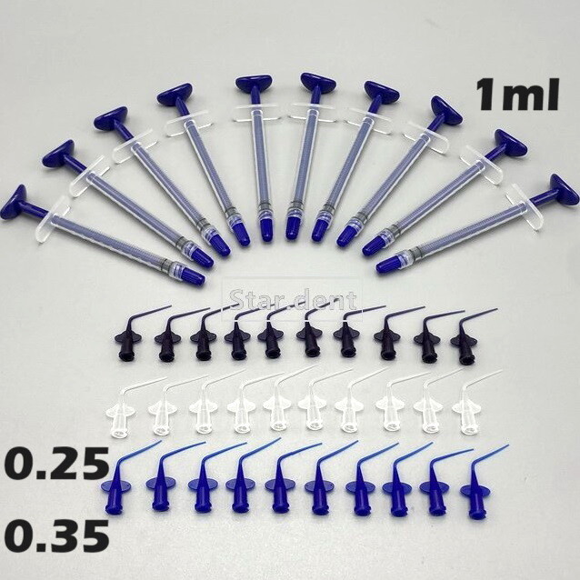 Dental Root Canal Endo Irrigation tip Prebent Syringe Tips Needle Plastic 1ml