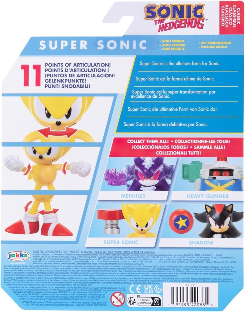 Sonic the Hedgehog 4-inch Super Action Figure with Red Spring...