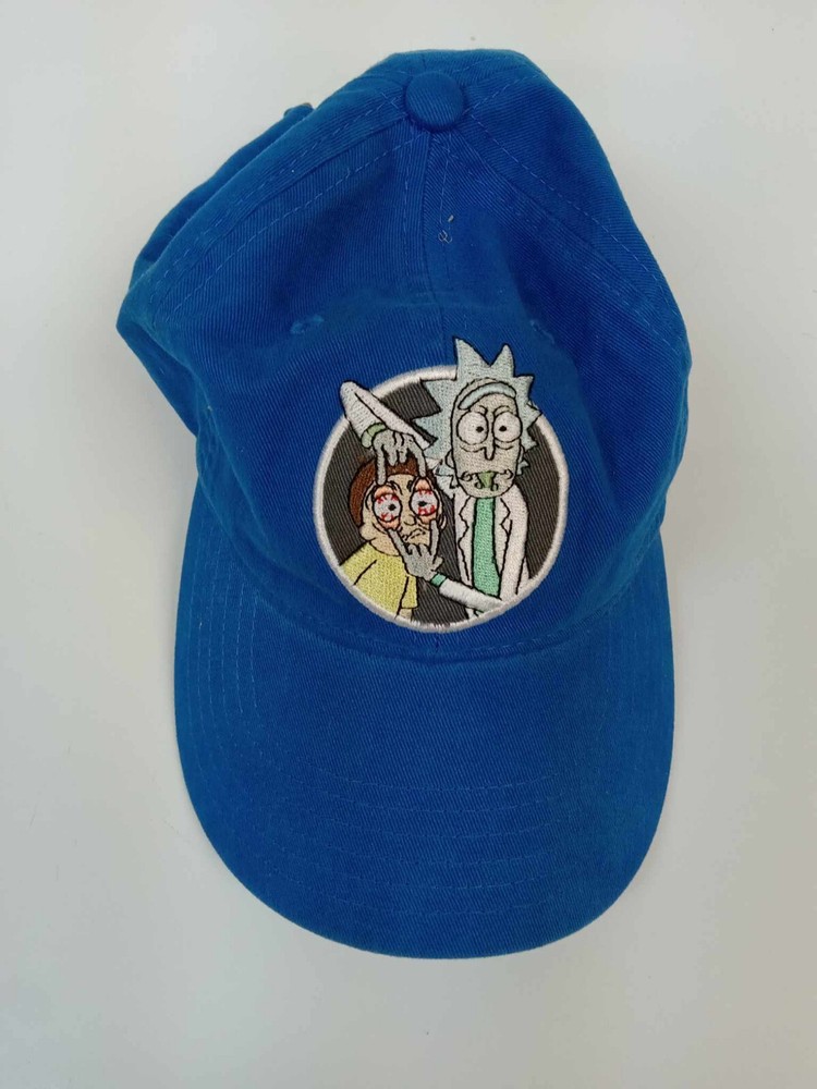 Used Rick and Morty Dark Blue Cloth Adjustable strap hat curved brim patch logo
