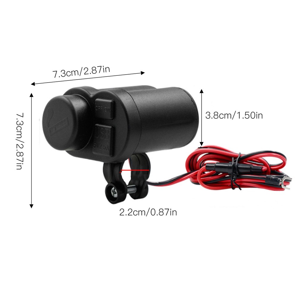 Motorcycle Dual USB Charger Multifunctional Cigarette Lighter Socket DC12‑24V