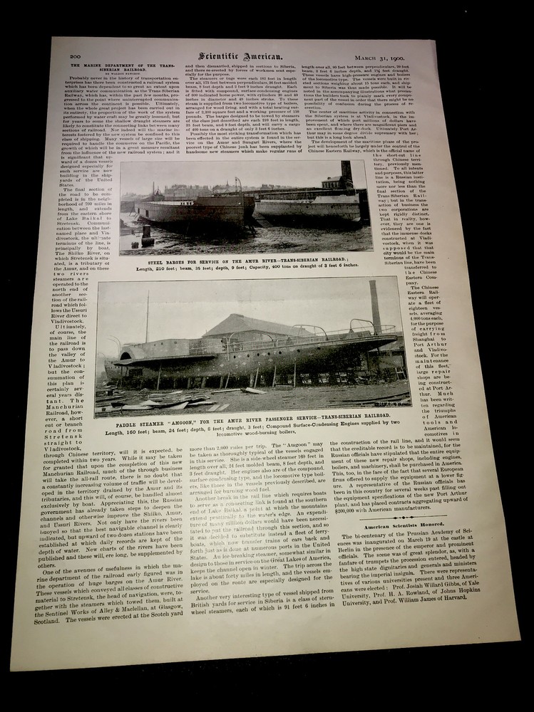 1900 Trans-Siberian Railroad Train Advertising & Article