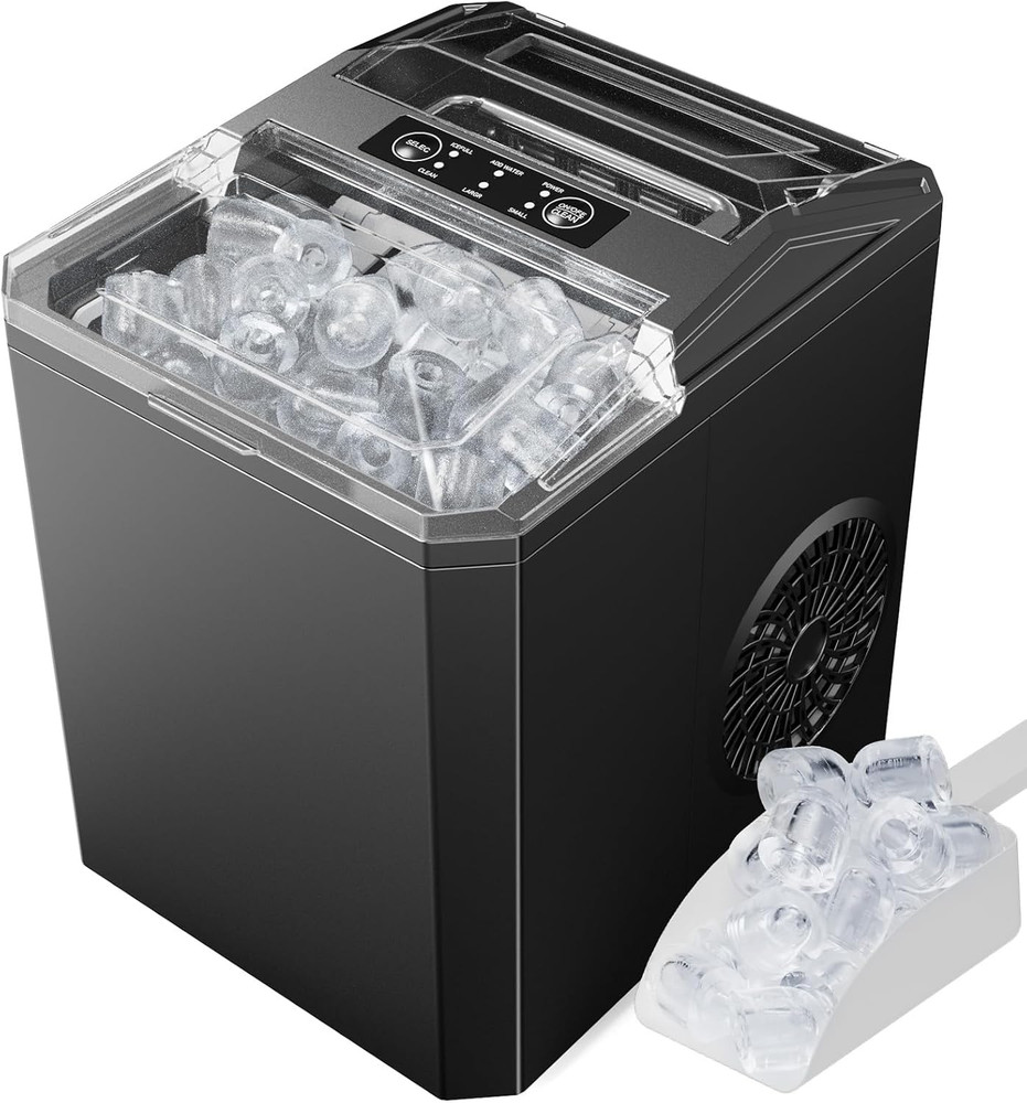 Countertop Ice Maker Machine, Portable Self-Cleaning Ice Machine with Ice Scoop,