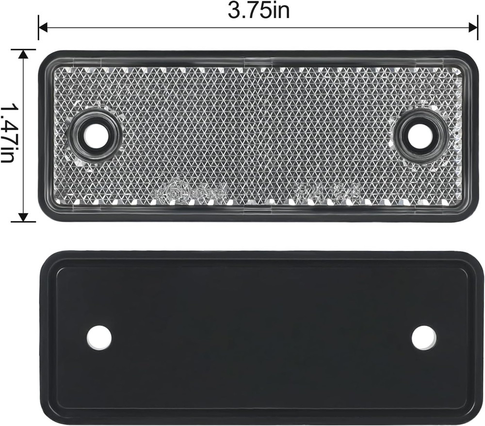 10 Pack White Screw on Rectangular Reflectors, E11 Approval Road Safety Gate Pos