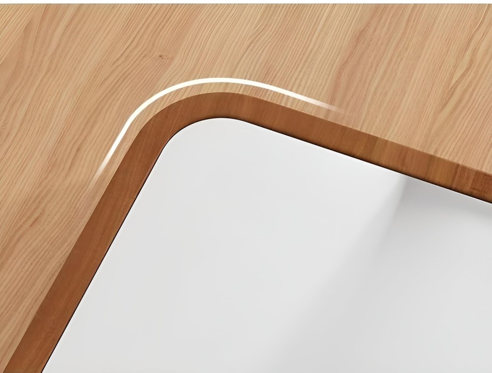Wooden Desktop Makeup Mirror, Rectangular Tabletop Vanity Mirror with 360° Ro...