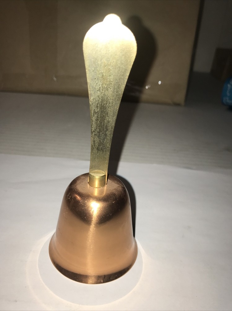 VINTAGE Polished Copper Bell With Brass Handle 5”