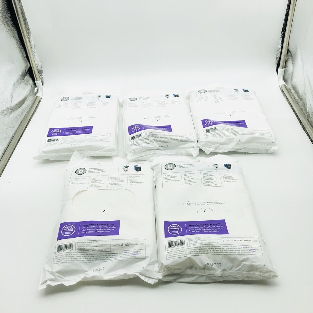 simplehuman Code D 100 Count, Dispenser Pack Custom Fit Liners, Drawstring Trash