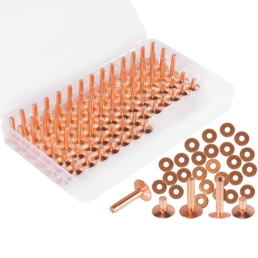 77* #9 Copper Rivets&Burrs For Leather Craft Products Smooth Face&No Pattern