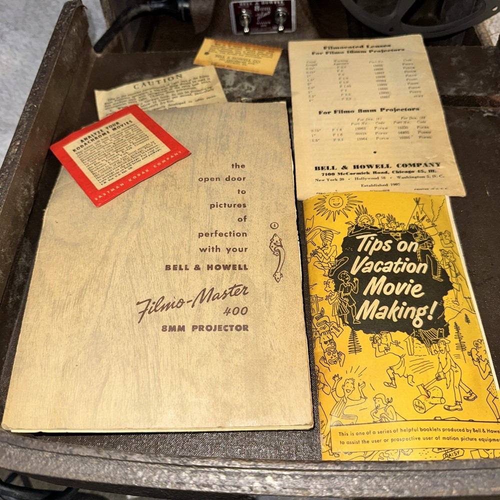 Bell & Howell Filmo Master 400 8mm Projector Runs Needs Service Case