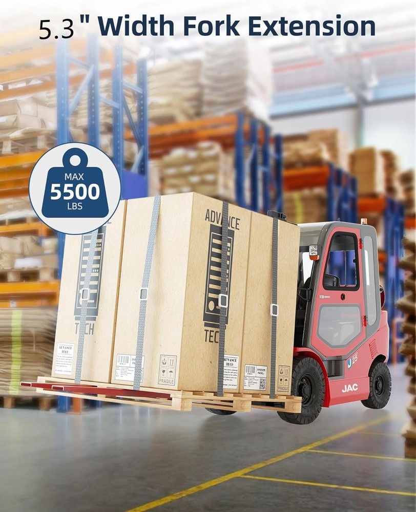 96 Inch Forklift Pallet Extensions, Fork Extensions 5.3 Inch Width, 5500 LBS ...