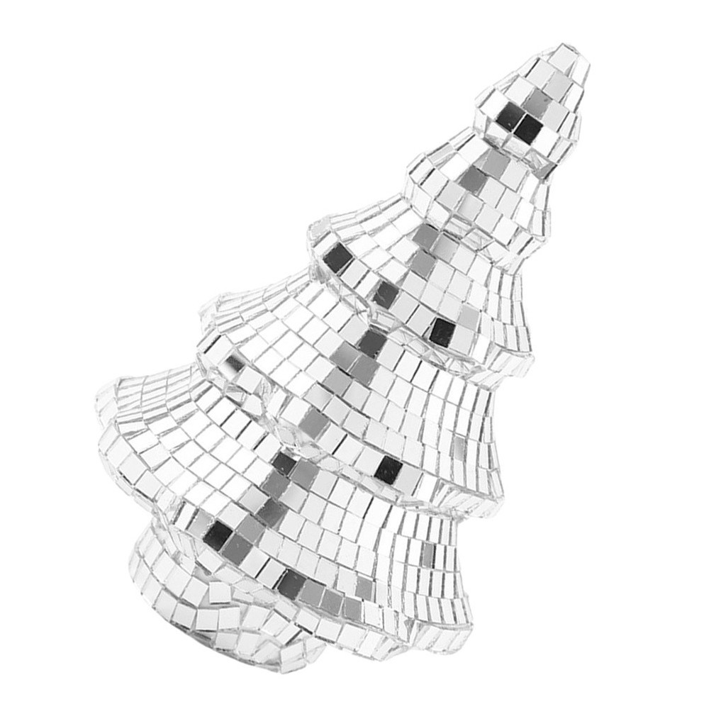 Artificial Christmas Tree Silver Tabletop Mini Disco Balls Ornaments