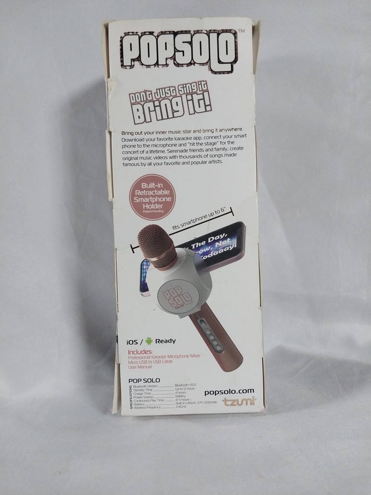 Pop Solo Bluetooth Karaoke Microphone w/ Smartphone Holder