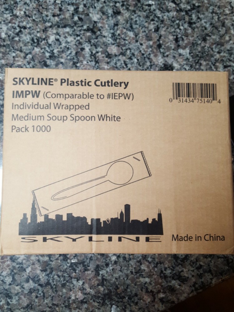 Soup Spoon Plastic Individually wrapped CUTLERY White total 1000 NWT