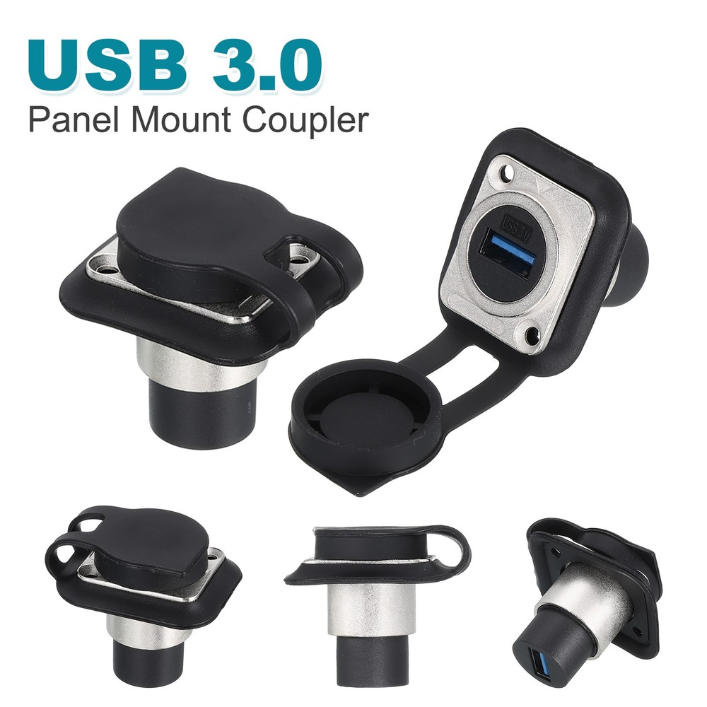 2Pcs USB 3.0 Panel Mount Coupler, D-Type USB Pass Through 5.0Gbps Silver