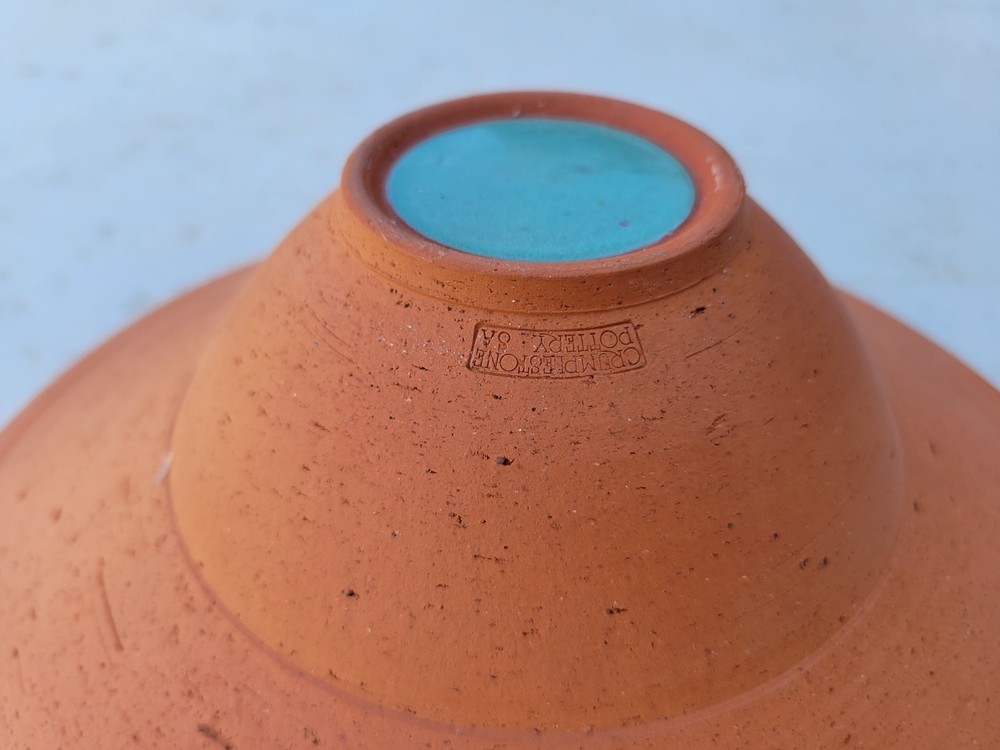 CRUMPLESTONE AUSTRALIAN STUDIO POTTERY BOWL HAHNDORF S.A. INDIGENOUS PATTERN