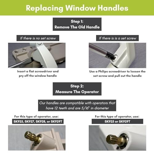 Folding Window Crank Handle 11/32” Spline, White, 2-Pack - Easy Installation & D