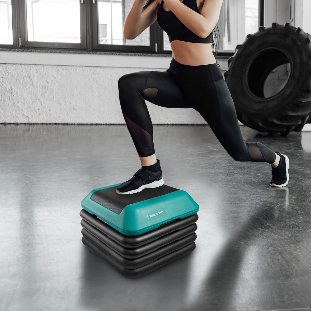Aerobic Exercise Adjustable High Step Platform, 4 Risers Included
