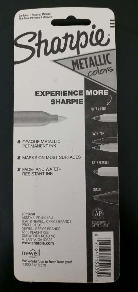 Sharpie Metallic Permanent Markers 3pk