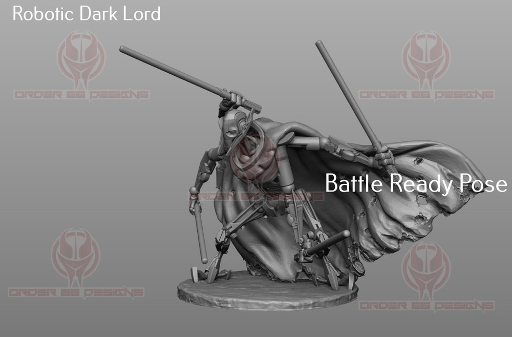 Star Wars Legion 3d printed General Grevious - Battle Ready Pose - unpainted