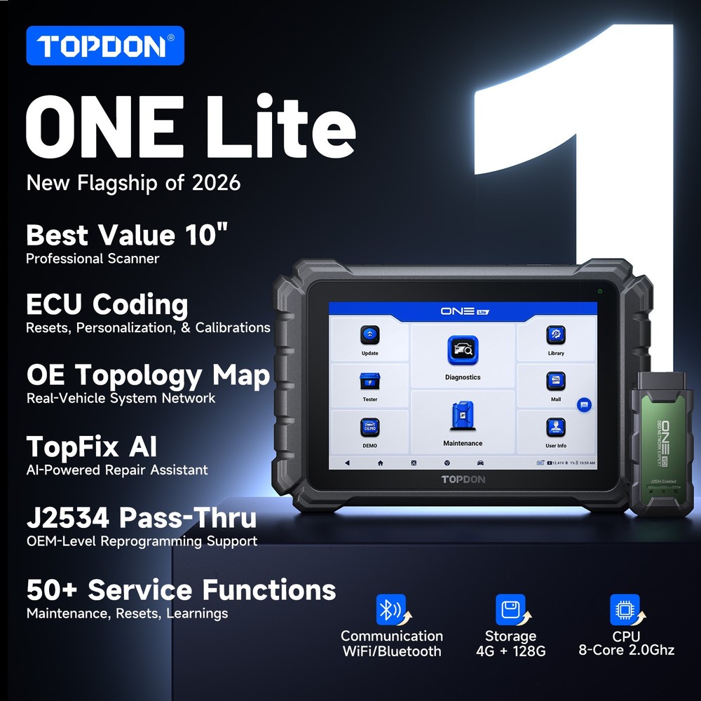 TOPDON ONE Lite 10.1" Bidirectional Diagnostic Scan Tool with ECU Coding