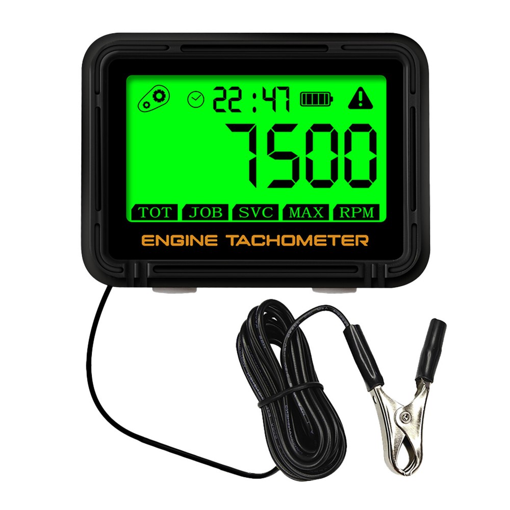 LCD Digital Engine Hour Meter Inductive Tachometer Gauge For Motorcycle Car Boat