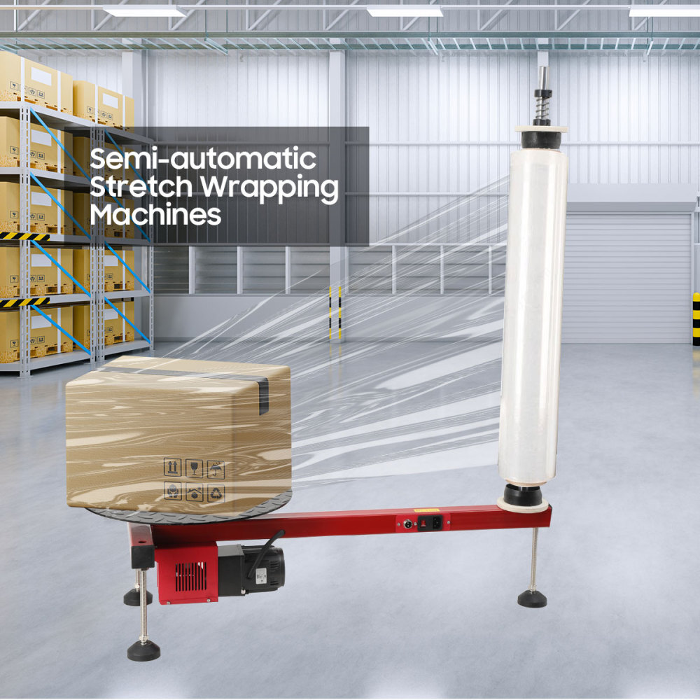 Electric Stretch Flat Film Wrapping Machine Semi-automatic Table Carton Wrapping
