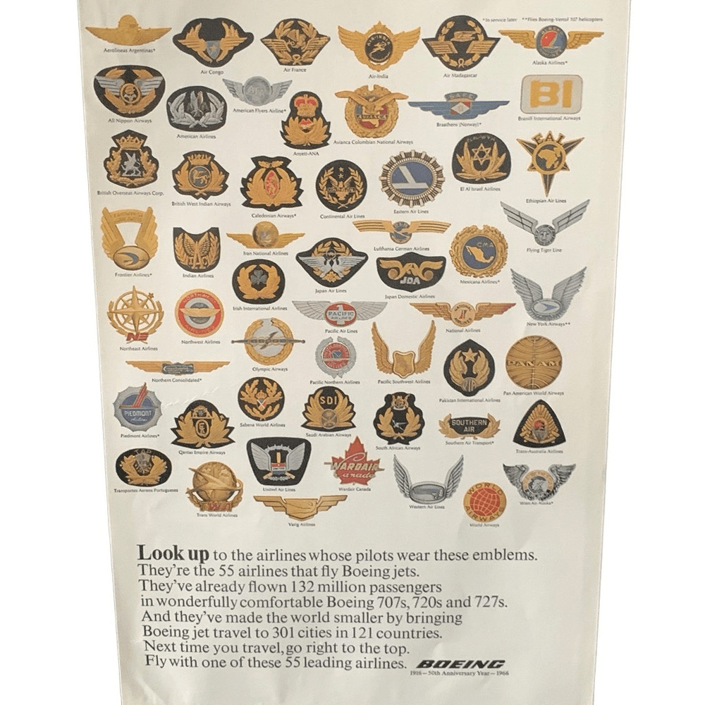 Vintage 1966 Boeing 50th Anniversary Ad Advertisement